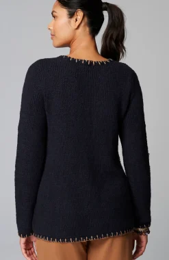 Pure Jill Whipstitch-Trimmed Pullover Sweater
