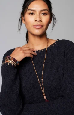 Pure Jill Whipstitch-Trimmed Pullover Sweater