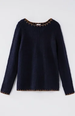 Pure Jill Whipstitch-Trimmed Pullover Sweater