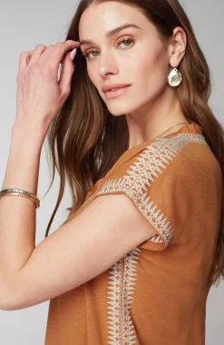 Pure Jill Woven-Trim Embroidered Tunic