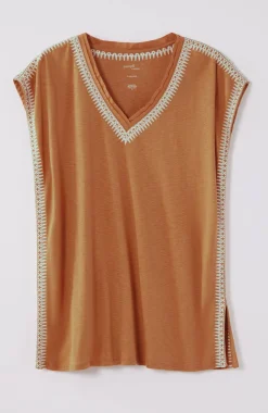 Pure Jill Woven-Trim Embroidered Tunic
