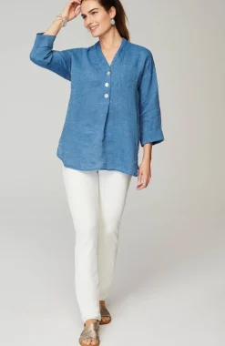 Pure Jill Yarn-Dyed Linen Button-Front Tunic