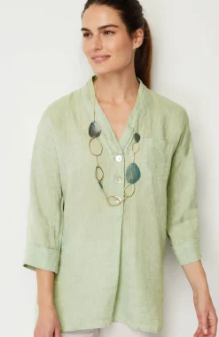 Pure Jill Yarn-Dyed Linen Button-Front Tunic