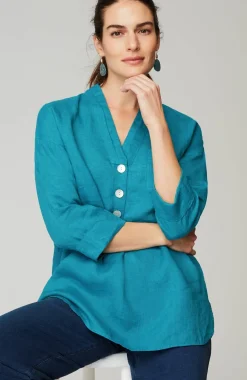 Pure Jill Yarn-Dyed Linen Button-Front Tunic
