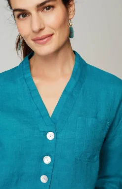Pure Jill Yarn-Dyed Linen Button-Front Tunic