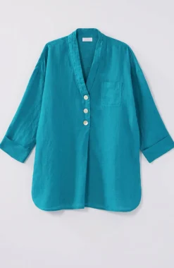Pure Jill Yarn-Dyed Linen Button-Front Tunic