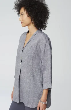 Pure Jill Yarn-Dyed Linen Button-Front Tunic