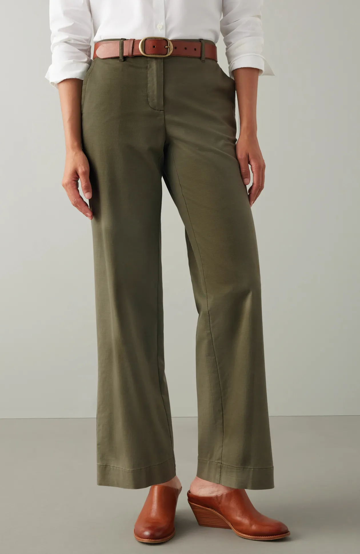 Relaxed Chino Wide-Leg Pants