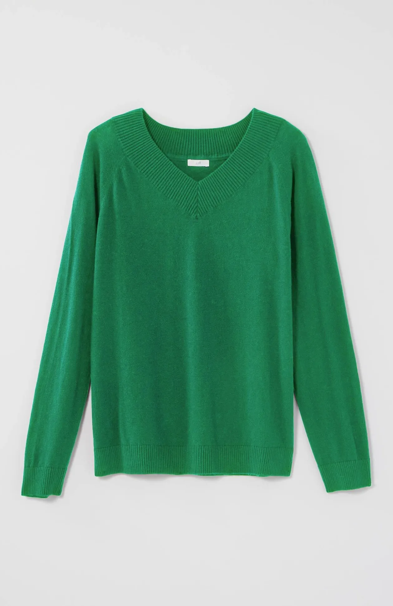 Ribbed-Border V-Neck Sweater