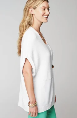 Ribbed-Detail Short-Sleeve Cardi