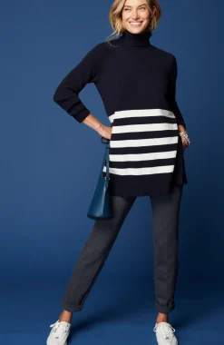 Ribbed-Sleeves Turtleneck Sweater