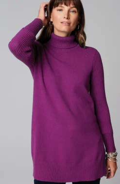 Ribbed-Sleeves Turtleneck Sweater