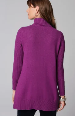 Ribbed-Sleeves Turtleneck Sweater