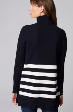 Ribbed-Sleeves Turtleneck Sweater