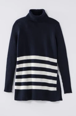 Ribbed-Sleeves Turtleneck Sweater
