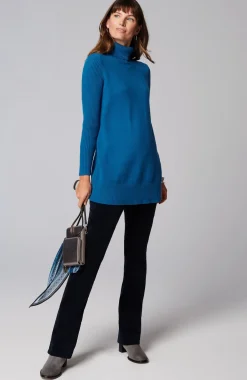 Ribbed-Sleeves Turtleneck Sweater