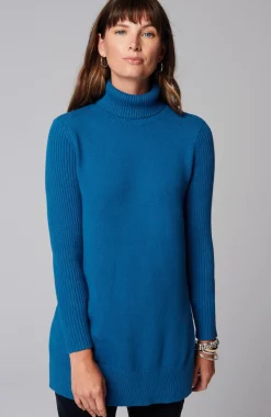 Ribbed-Sleeves Turtleneck Sweater