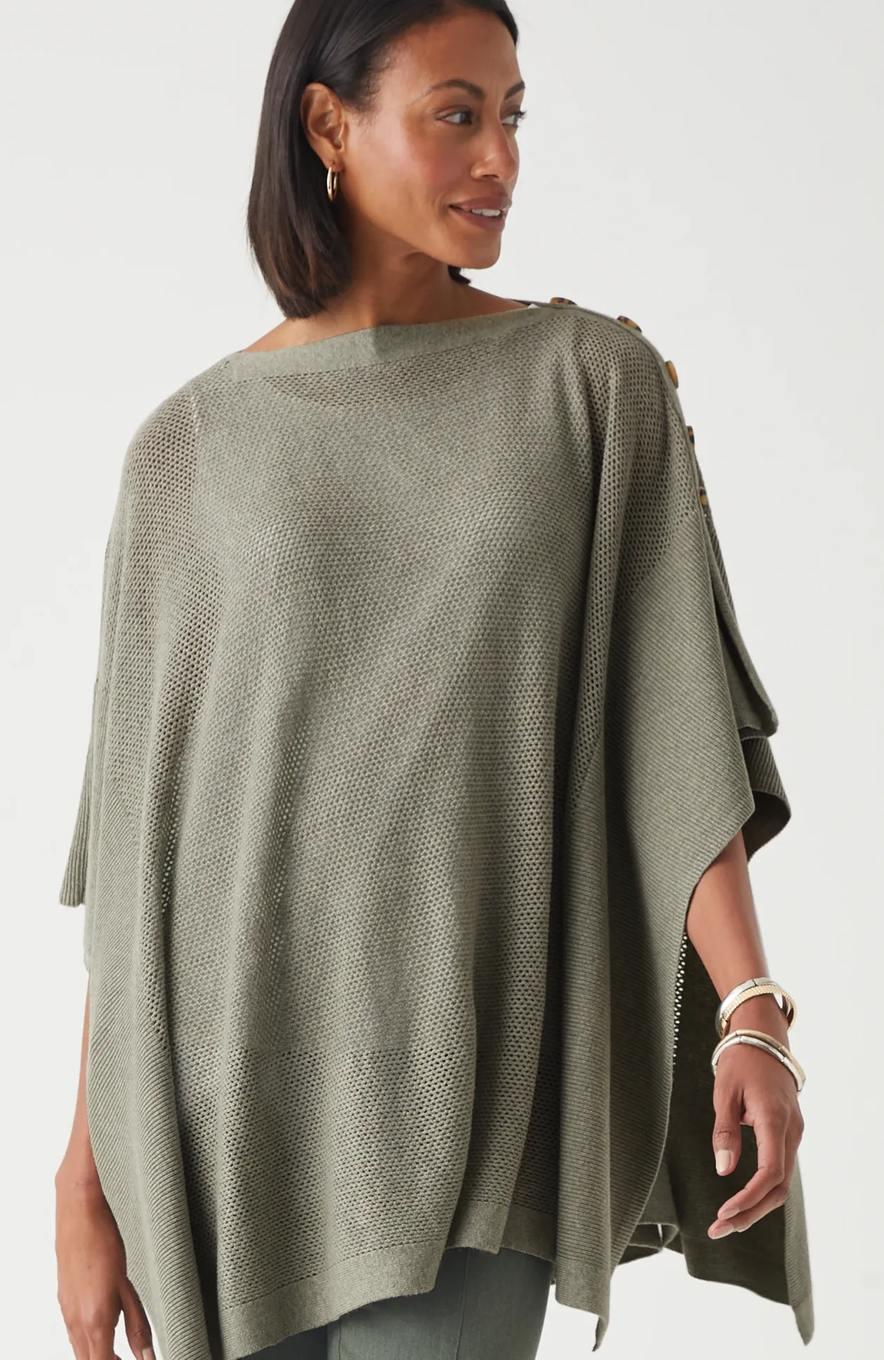 Rib-Knit Two-Way Poncho