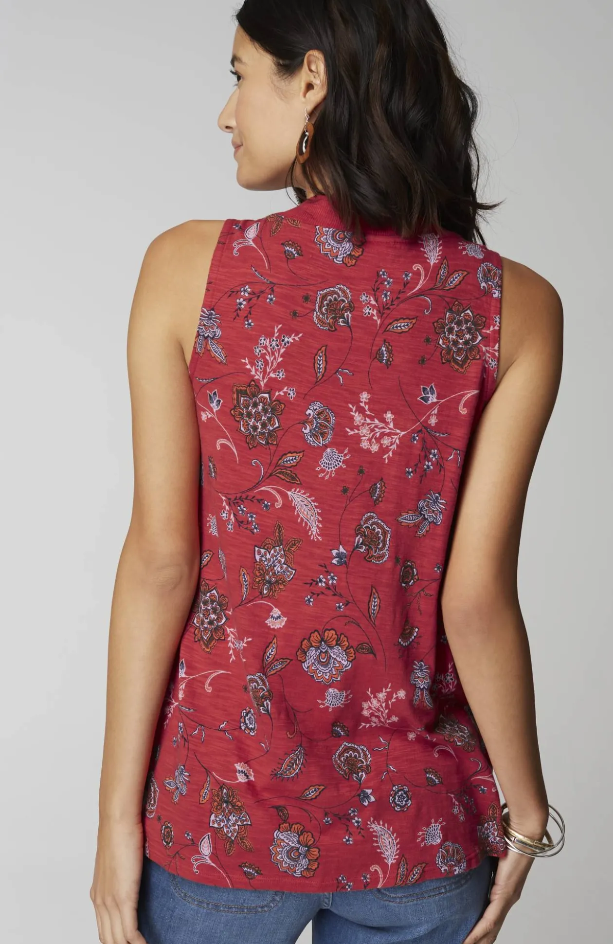 Rib-Trim Henley Tank