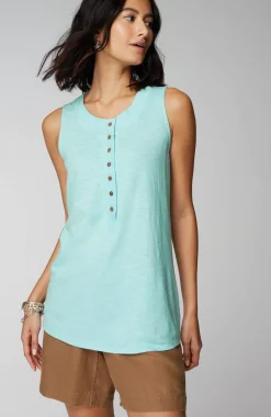 Rib-Trim Henley Tank