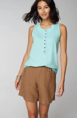 Rib-Trim Henley Tank