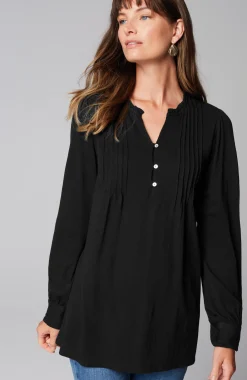 Ruffle-Trim Pintucked Tunic
