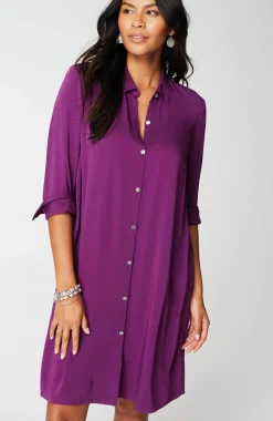 Satin A-Line Shirtdress