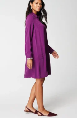 Satin A-Line Shirtdress
