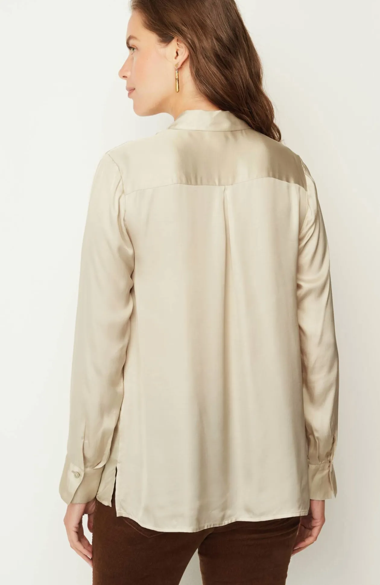 Satin Button-Front Shirt