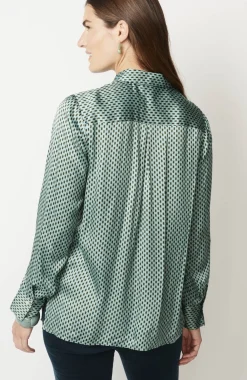 Satin Button-Front Shirt
