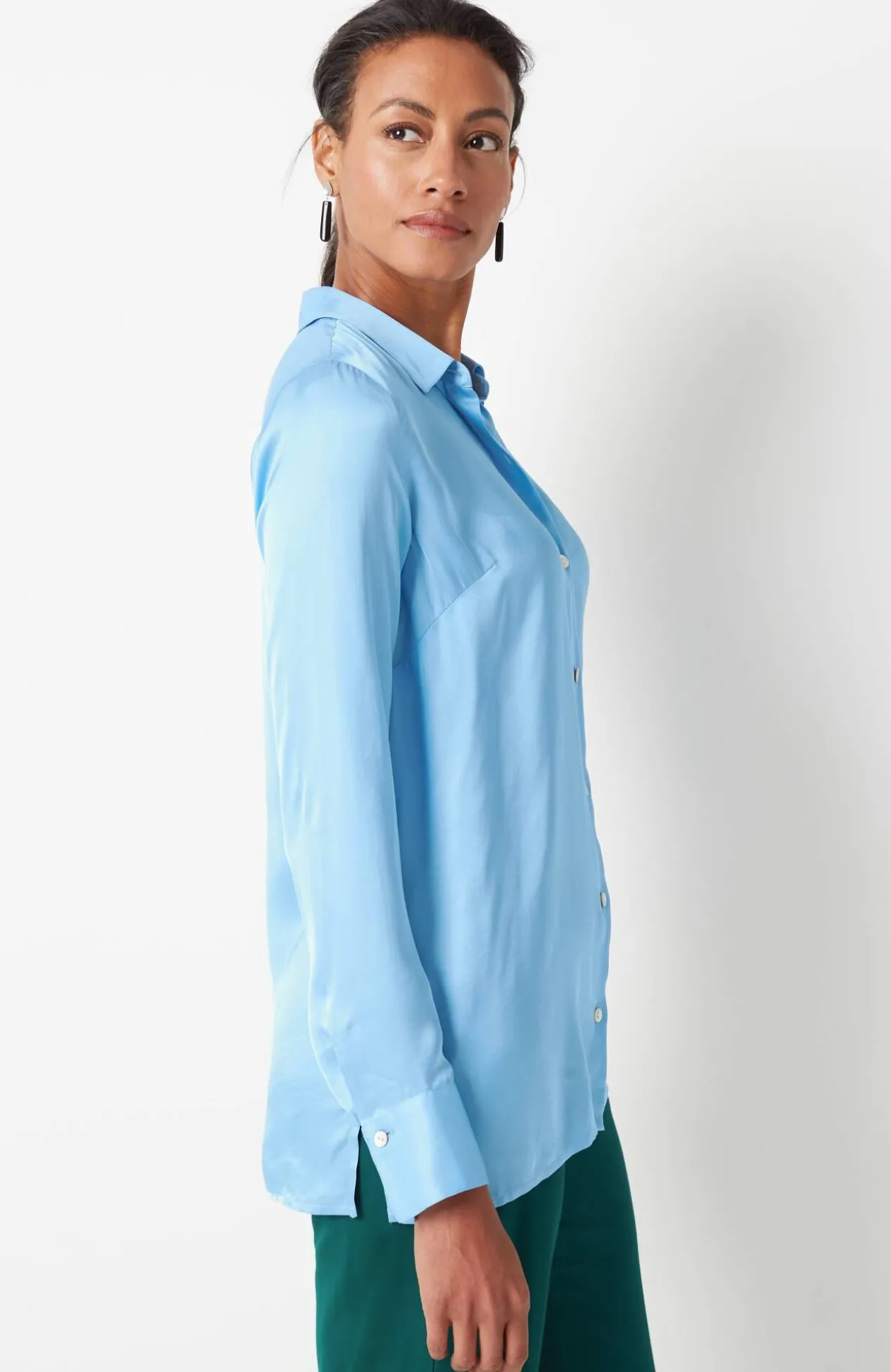 Satin Button-Front Shirt