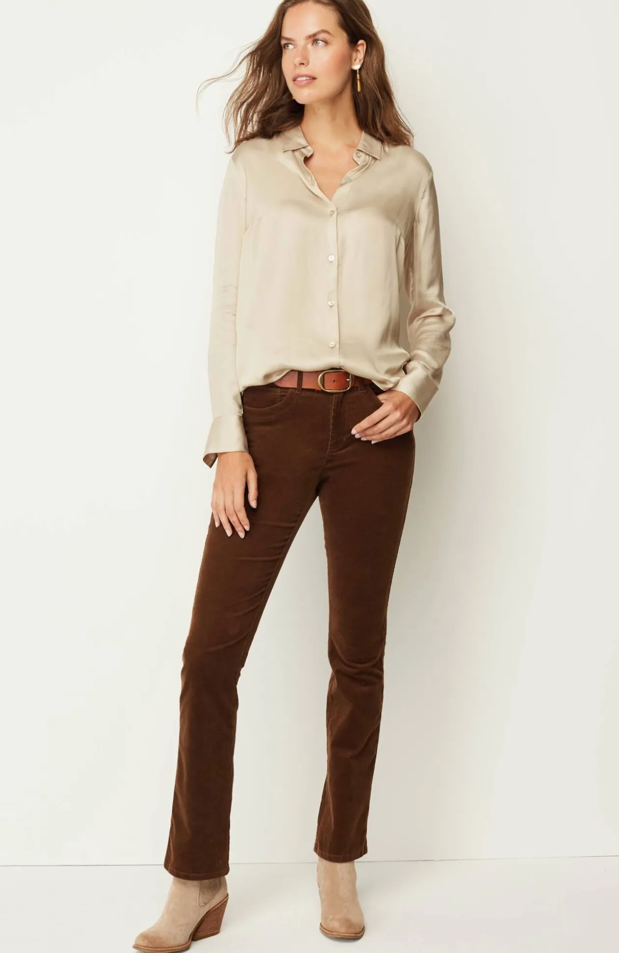 Satin Button-Front Shirt