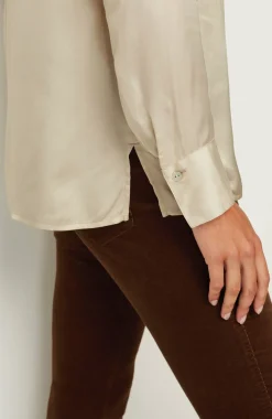 Satin Button-Front Shirt