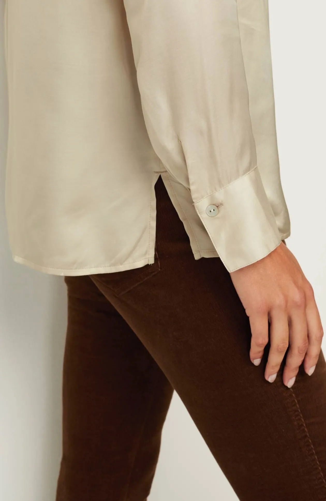 Satin Button-Front Shirt