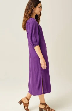 Seamed Button-Front Midi Dress
