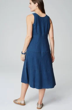 Seamed Indigo Midi Dress