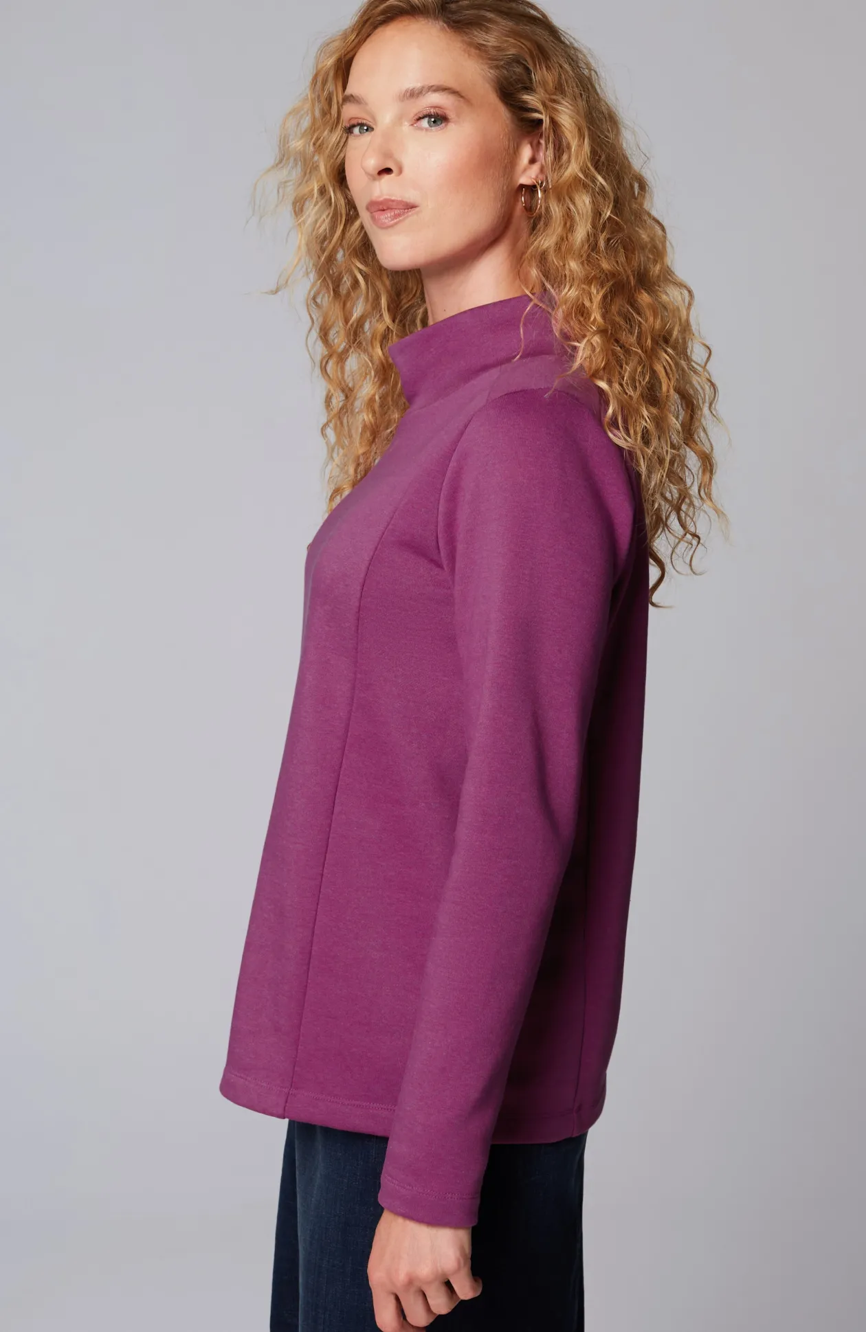 Seamed Mock-Neck Top