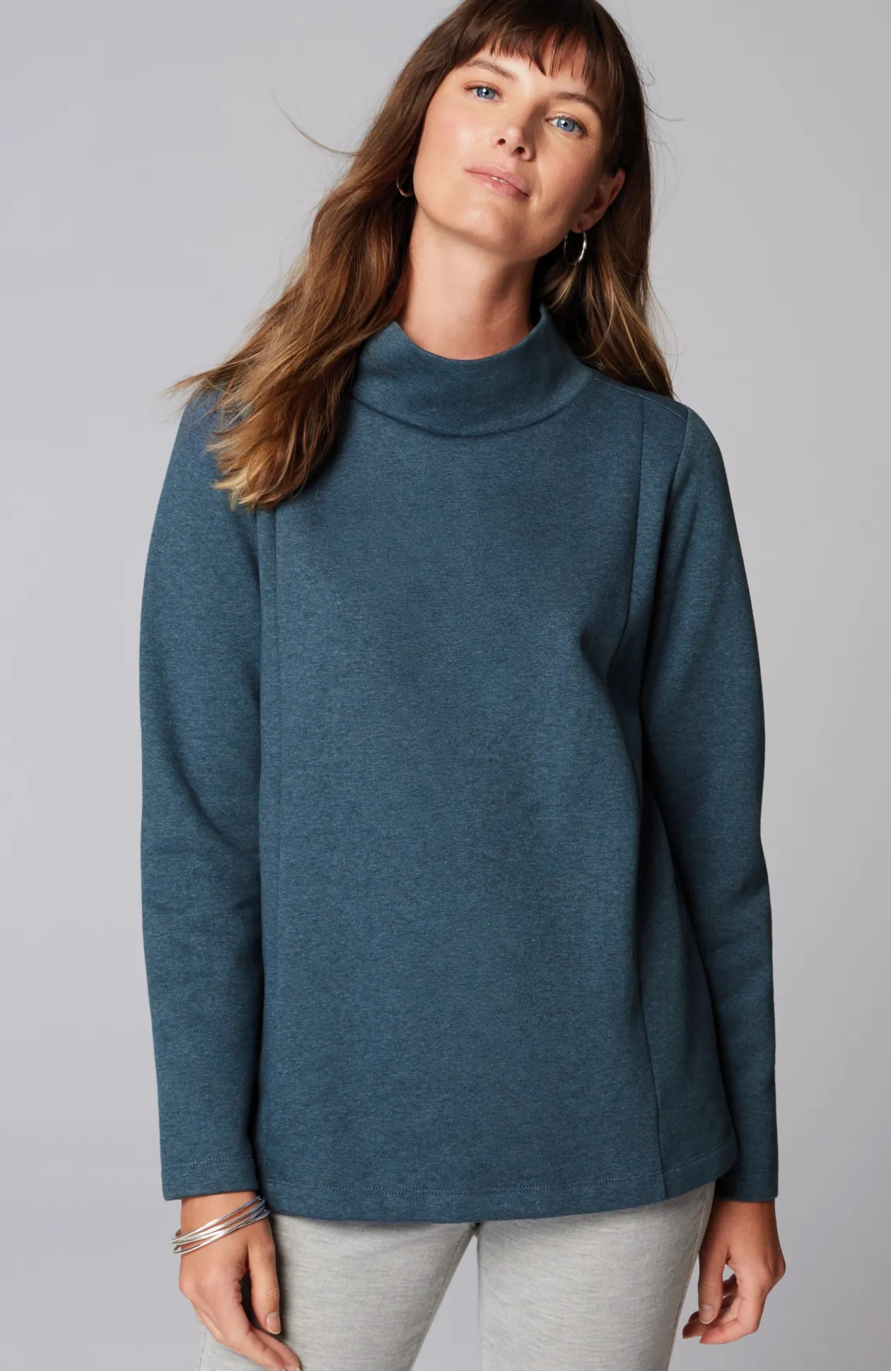 Seamed Mock-Neck Top