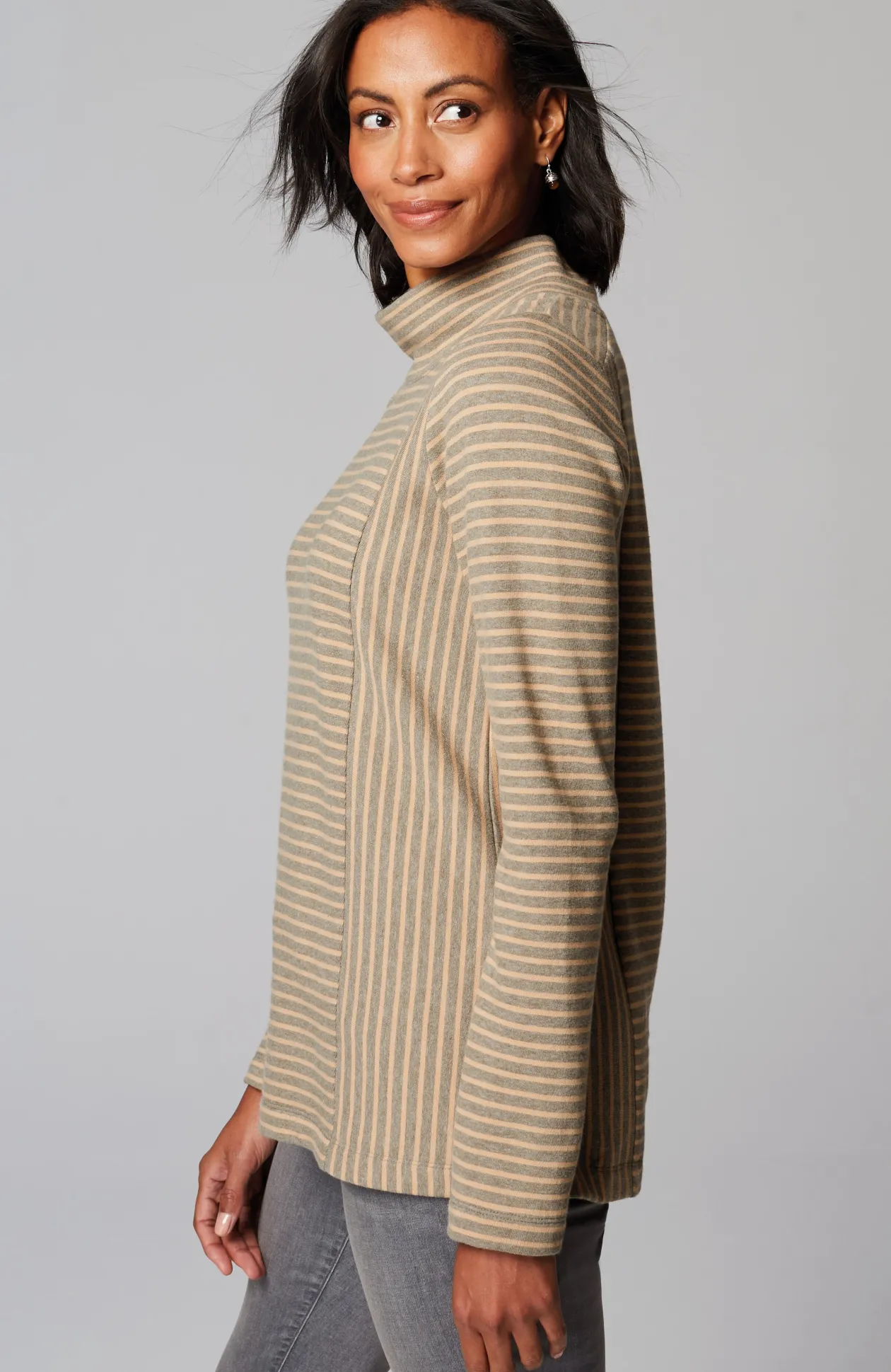 Seamed Mock-Neck Top