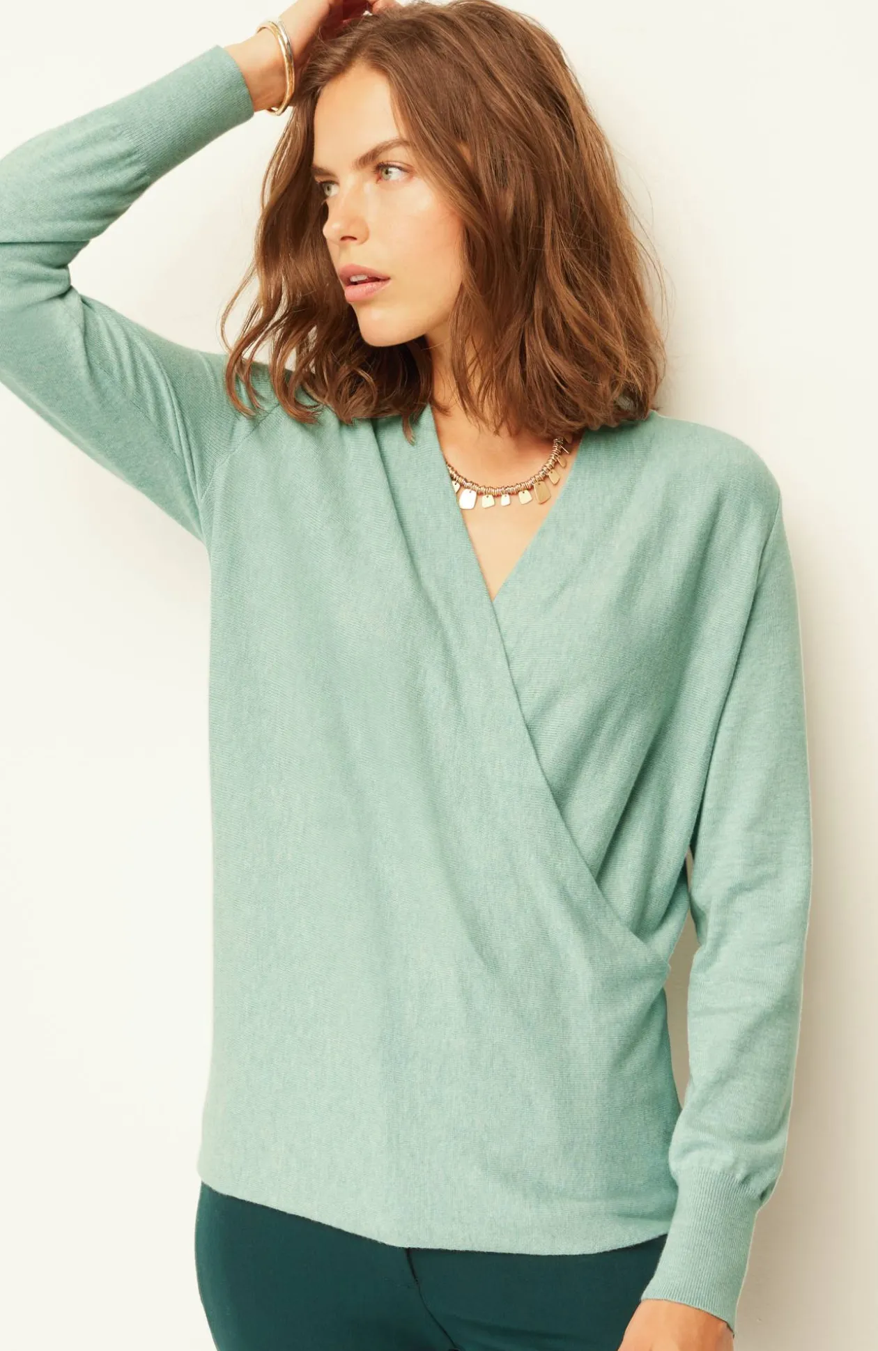 Seamed Wrap Sweater