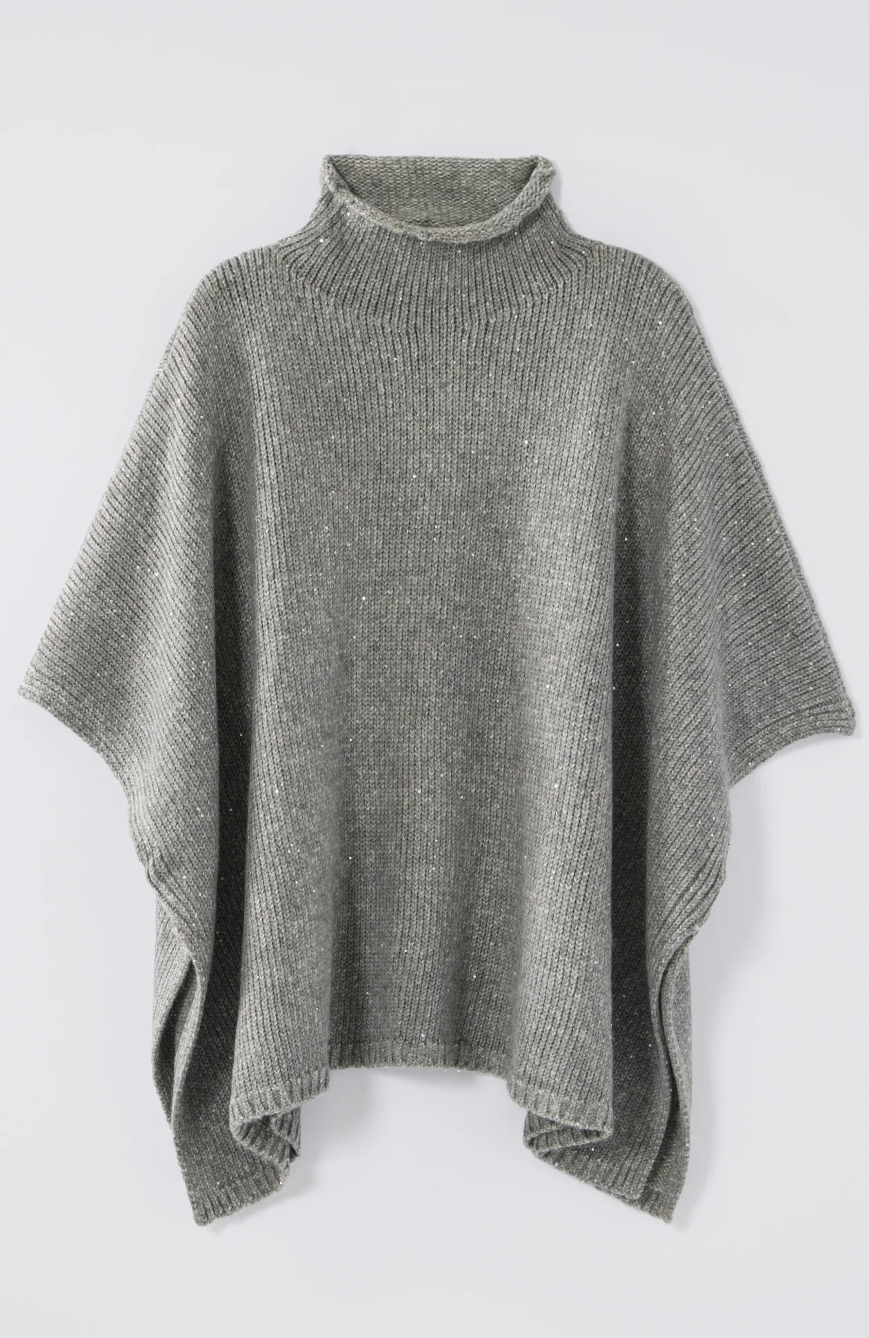 Sequin Sweater-Knit Poncho