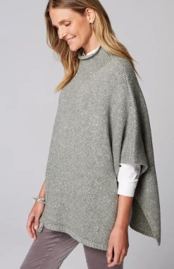 Sequin Sweater-Knit Poncho