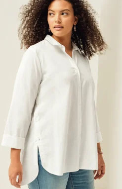 Side-Button Stepped-Hem Tunic