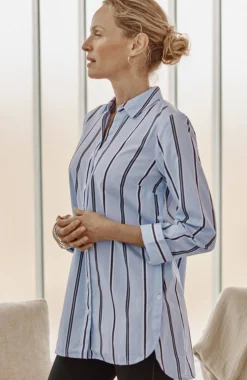 Side-Button Stepped-Hem Tunic