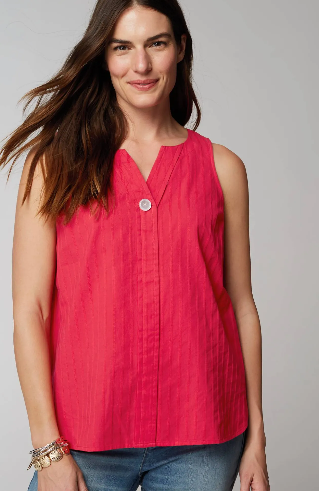 Single-Button Sleeveless Popover
