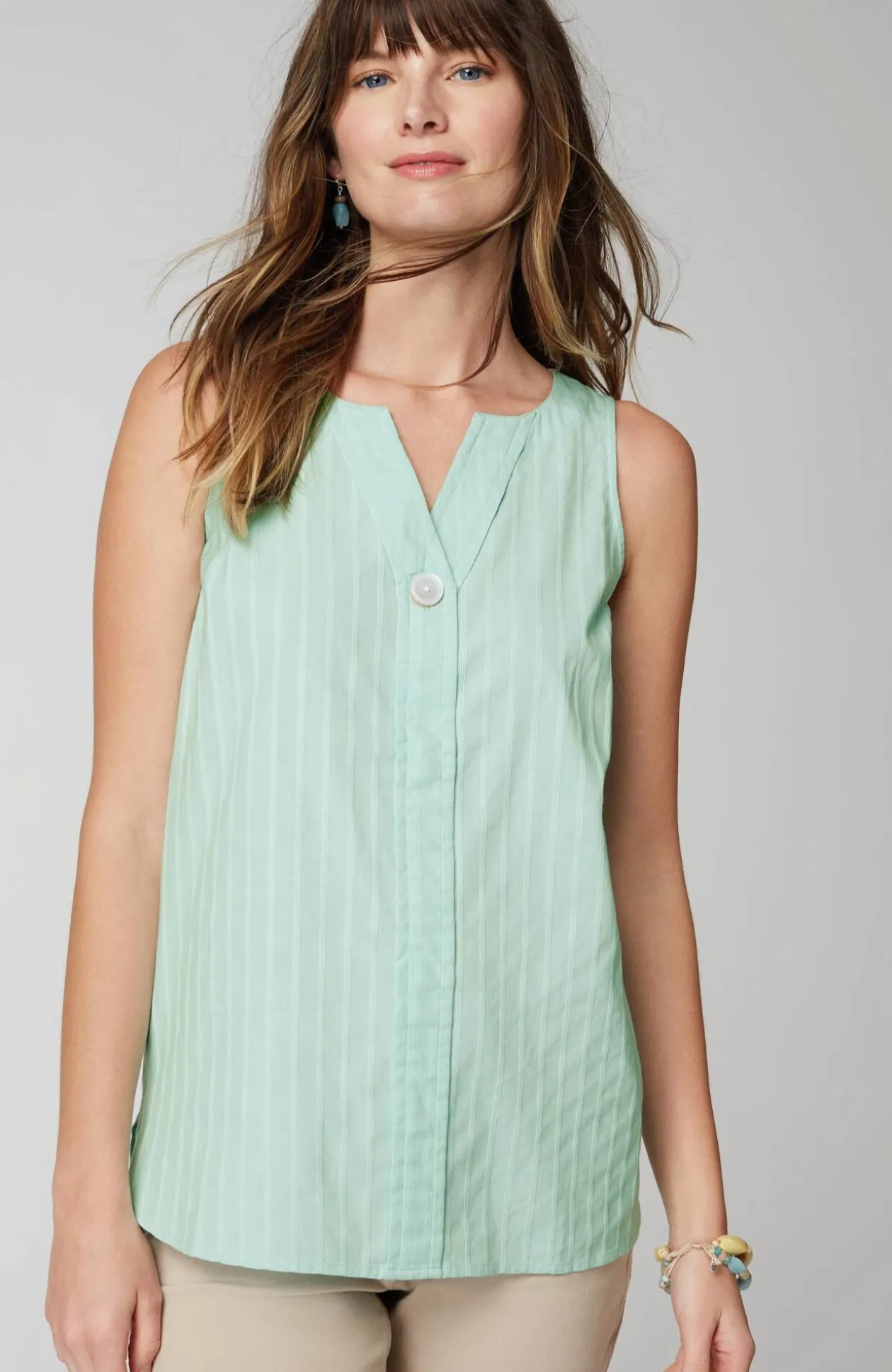 Single-Button Sleeveless Popover