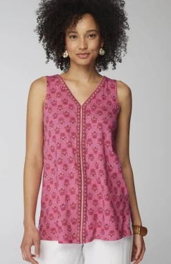 Sleeveless Border-Printed Tunic