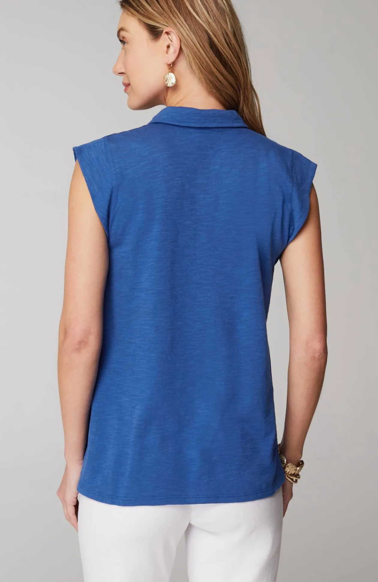 Sleeveless Button-Front Top