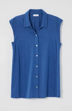 Sleeveless Button-Front Top