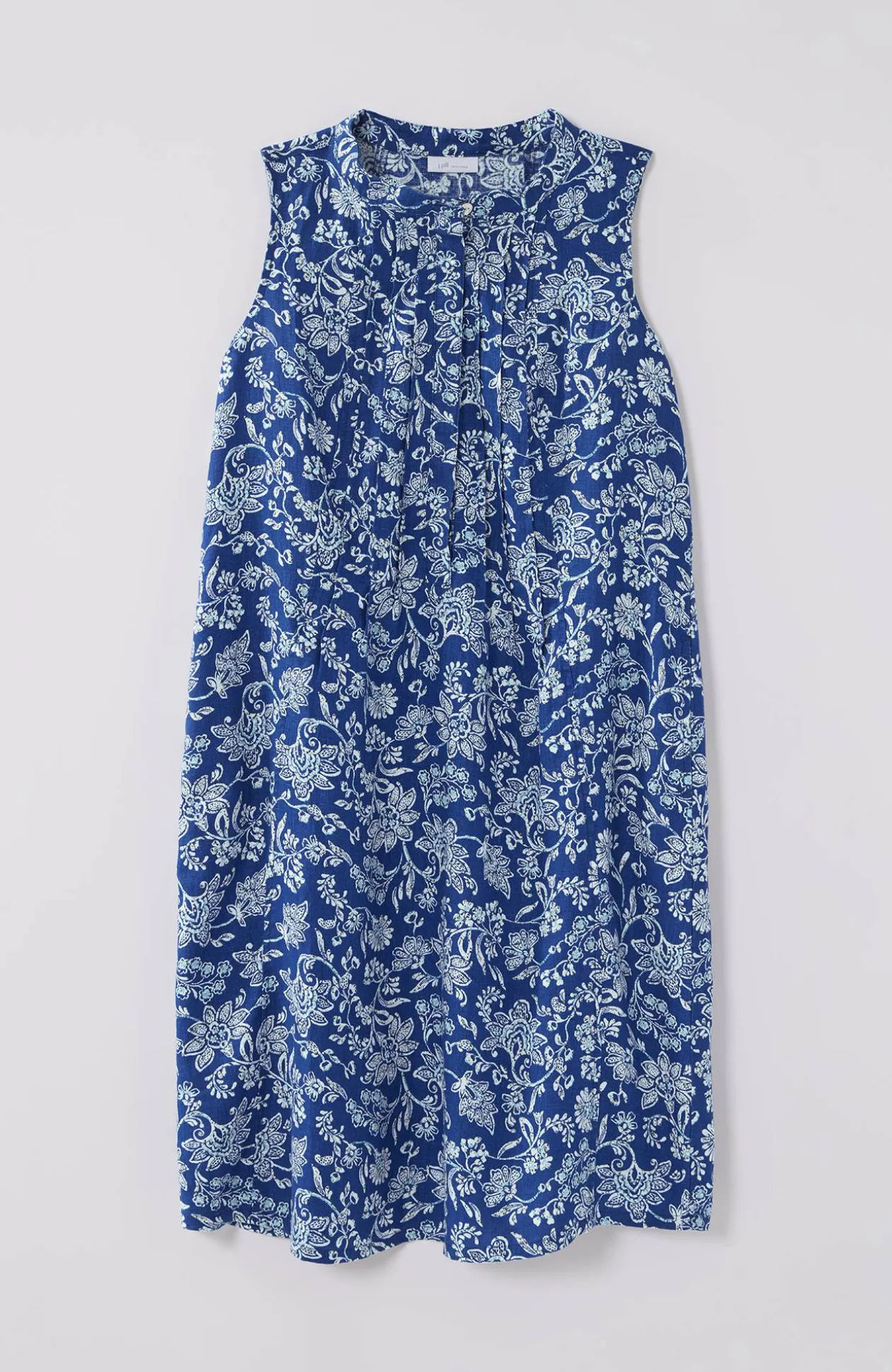 Sleeveless Linen Pintucked Dress